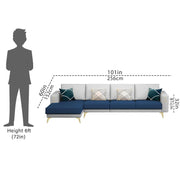 Falco LHS 6 Seater L Shape Sofa Set for Living Room (Blue Grey Fabric) Premium Fabric Sofa