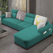 Amanda RHS 6 Seater L Shape,Sofa Set for Living Room (Turquise Fabric)