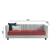 Martine 3 Seater Sofa Set for Living Room (Maroon Grey Fabric) | Premium Fabric Sofa