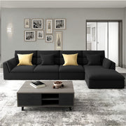 Delton RHS 6 Seater L Shape Sofa Set for Living Room (Black) Premium Fabric