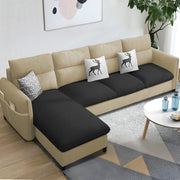 Andon 6 Seater L Shape Sofa Set for Living Room (Black Grey Fabric) Left Side Sofa