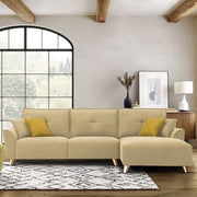 Antonio RHS 4 Seater L Shape Sofa Set for Living Room (Cream Premium Fabric)