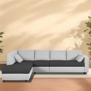 Dorian LHS 6 Seater L Shape Sofa Set for Living Room (Black Grey Fabric) Premium Fabric Sofa