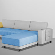 Linus RHS 4 Seater L Shape Sofa Set for Living Room (Turquise Grey Fabric) Premium Fabric Sofa