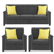 Rogelio 1 Seater Sofa Set for Living Room (Black Fabric)