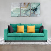 Hazer 3 Seater L Shape Sofa Set for Living Room (Teal Fabric) Left Side