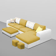 Badger RHS 8 Seater L Shape Sofa Set with Center Table for Living Room (Grey Fabric) Premium Fabric Sofa