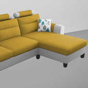 Lanorome RHS 4 Seater L Shape Sofa Set for Living Room- (Yellow Grey) Premium Fabric Sofa