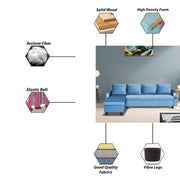 Asper LHS 6 Seater L Shape Sofa Set for Living Room (Turquise Fabric) Premium Fabric Sofa