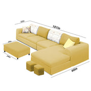 Badger RHS 8 Seater L Shape Sofa Set with Center Table for Living Room (Grey Fabric) Premium Fabric Sofa