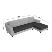 Fracher RHS 4 Seater L Shape Sofa Set for Living Room (Black Grey Fabric) Premium Fabric Sofa