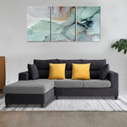 Hazer 4 Seater L Shape Sofa Set for Living Room (Grey Black Fabric) Left Side