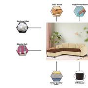 Blustin LHS 4 Seater L Shape Sofa Set for Living Room (Cream Brown Fabric) Premium Fabric Sofa