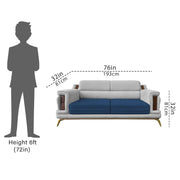 Falconar 3 Seater Sofa Set for Living Room (Blue Grey Fabric) Premium Fabric Sofa