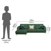 Falco LHS 4 Seater L Shape Sofa Set for Living Room (Green Fabric) Premium Fabric Sofa