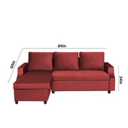 Asper LHS 4 Seater L Shape Sofa Set for Living Room (Maroon Fabric) Premium Fabric Sofa
