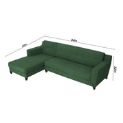 Fracher LHS 4 Seater L Shape Sofa Set for Living Room (Green Fabric) Premium Fabric Sofa