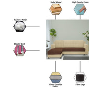 Fracher LHS 4 Seater L Shape Sofa Set for Living Room (Cream Brown Fabric) Premium Fabric Sofa