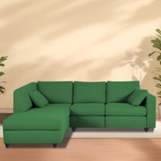 Dorian LHS 4 Seater L Shape Sofa Set for Living Room (Green Fabric) Premium Fabric Sofa
