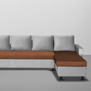 Asper RHS 6 Seater L Shape Sofa Set for Living Room (Brown Grey Fabric) Premium Fabric Sofa