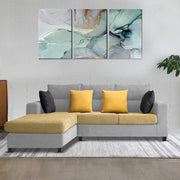Hazer 4 Seater L Shape Sofa Set for Living Room (Cream Grey Fabric) Left Side