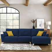 Antonio RHS 4 Seater L Shape Sofa Set for Living Room (Blue Premium Fabric)