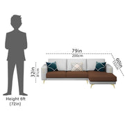 Falco RHS 4 Seater L Shape Sofa Set for Living Room (Brown Grey Fabric) Premium Fabric Sofa