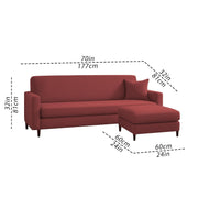 Valkyrie 4 Seater L Shape Convertible Sofa Set for Living Room, 3 Seater & Ottoman Modular Sectional Couch for Small Space (Maroon Colour) Fabric
