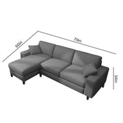 Martin 4 Seater LHS L Shape Sofa Set for Living Room (Dark Grey Colour Fabric)