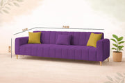 Velour Modern Velvet Sofa, Tufted Design Upholstered 3 Seater Sofa Set for Living Room, (Black Colour) Premium Velvet Fabric Sofa