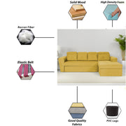 Elvi RHS 6 Seater L Shape Sofa Set for Living Room (Yellow Fabric) Premium Fabric Sofa