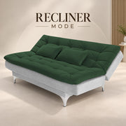 Casaliving Danny Sofa Cum Bed for Living Room Premium Fabric Sofa New 3 Seater Sofa Cum Bed Velvet Fabric with 2 Cushions and Suitable for All Indoor (Black Grey)