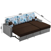 Rolando 4 Seater Sofa Cum Bed for Living Room (Cream Black) Premium Fabric Sofa