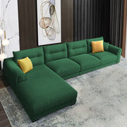 Hazer 6 Seater Sofa Set for Living Room (Green Fabric) Left Side Sofa