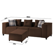 Karoline 3 Seater Sofa Set with Center Table for Living Room (Black Colour) Premium Fabric Sofa