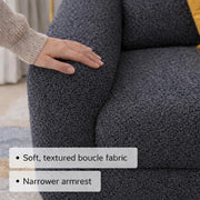 Elora Modern Premium Boucle Fabric Sofa, Upholstered 3 Seater Sofa Set for Living Room, (Black Colour) Premium Boucle Fabric Sofa