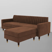 Grayon 3 Seater Convertible Sofa Set for Living Room, 3 Seater & Ottoman Modular Sectional Couch for Small Space (Black Colour) Fabric Sofa Set