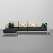 Falco LHS 6 Seater L Shape Sofa Set for Living Room (Cream Black Fabric) Premium Fabric Sofa