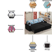 Rolando 4 Seater Sofa Cum Bed for Living Room (Cream Black) Premium Fabric Sofa