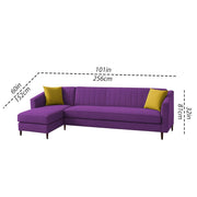 Neyami LHS 6 Seater L Shape Sofa Set for Living Room (Purple) Premium Fabric Sofa Set