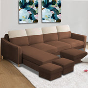 Alyona RHS 8 Seater L Shape Sofa Set for Living Room with Puffy (Grey Fabric)