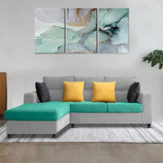 Hazer 4 Seater L Shape Sofa Set for Living Room (Teal Grey Fabric) Left Side