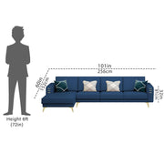 Falco LHS 6 Seater L Shape Sofa Set for Living Room (Blue Fabric) Premium Fabric Sofa