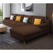 Hudson 6 Seater L Shape Sofa Set for Living Room (Brown Fabric) Right Side