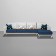 Falco RHS 6 Seater L Shape Sofa Set for Living Room (Blue Grey Fabric) Premium Fabric Sofa