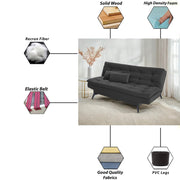 Danny 3 Seater Sofa Cum Bed for Living Room Premium Fabric Sofa for Living Room (Black Colour Premium Fabric)