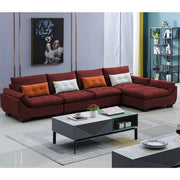 Abner 6 Seater L Shape Sofa for Living Room Color - Maroon | Right Side Sofa.