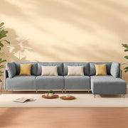 Salina LHS 6 Seater L Shape Sofa Set for Living Room (Black) Premium Fabric Sofa