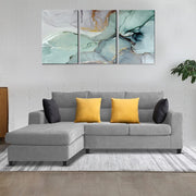 Hazer 4 Seater L Shape Sofa Set for Living Room (Grey Fabric) Left Side