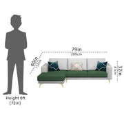 Falco LHS 4 Seater L Shape Sofa Set for Living Room (Green Grey Fabric) Premium Fabric Sofa